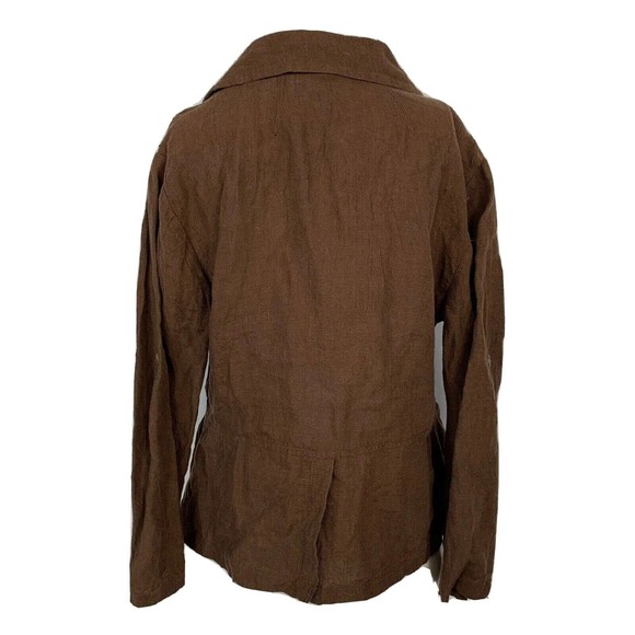 Two Star Dog TSD Jacket Blazer Womens Sz S Brown Linen One‎ Button Lightweight - Picture 3 of 8